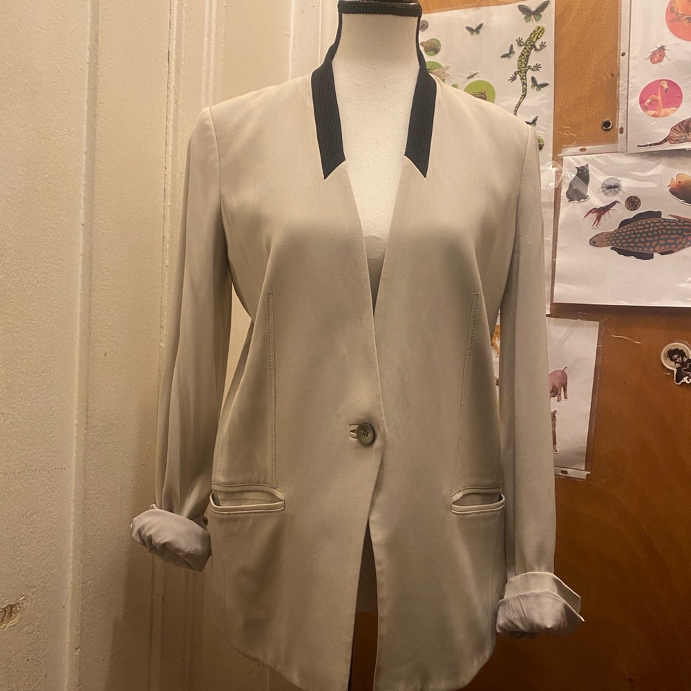 Helmut Lang Cream Blazer with Black Collar